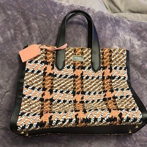 Kate Spade Black and Tan Woven Tote Bag